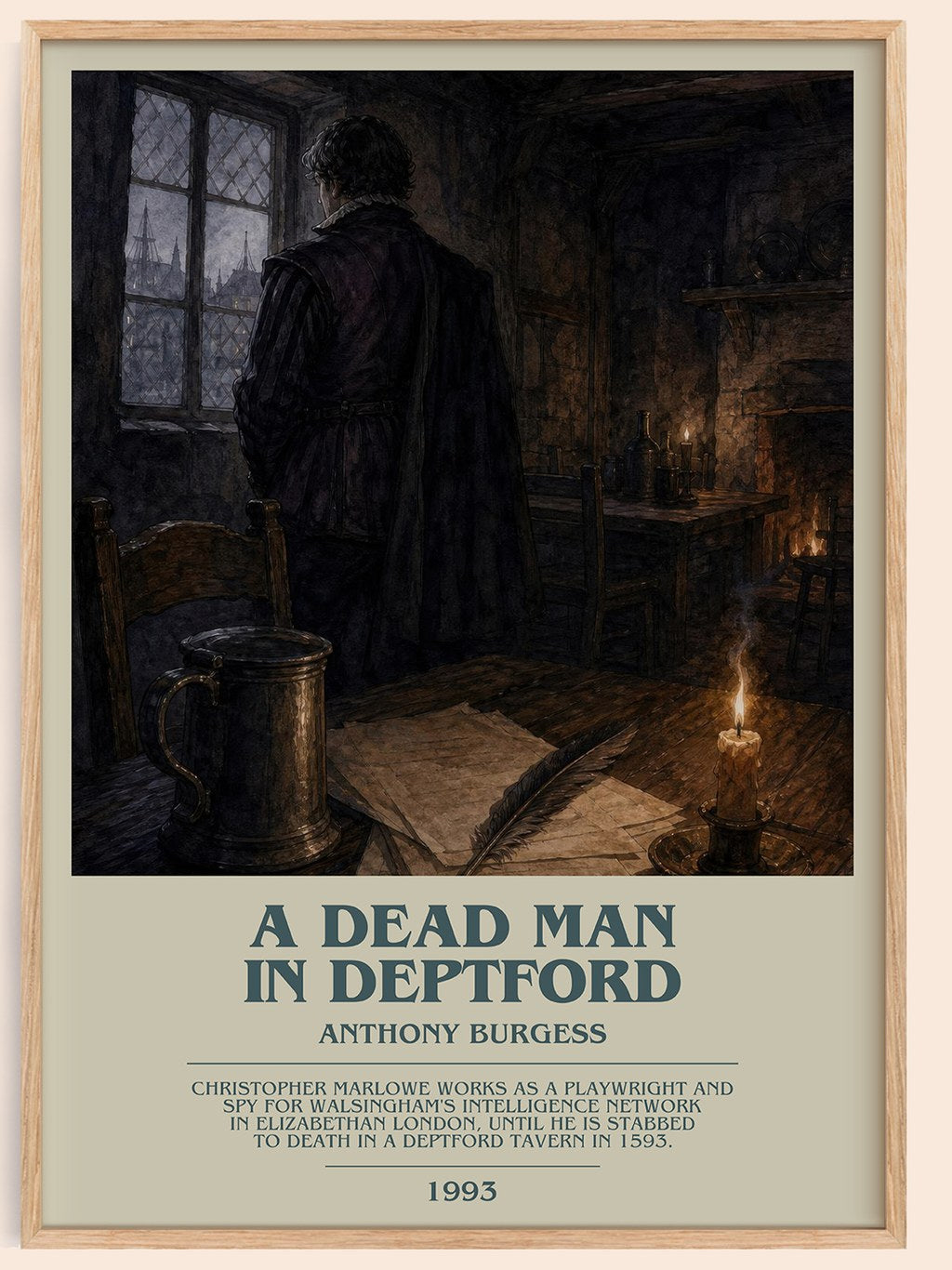 A Dead Man in Deptford bookish book poster by Anthony Burgess – framed literary art print