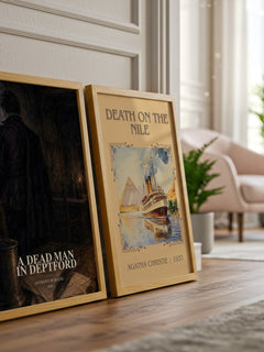 A Dead Man in Deptford watercolour print framed by window – literary home decor