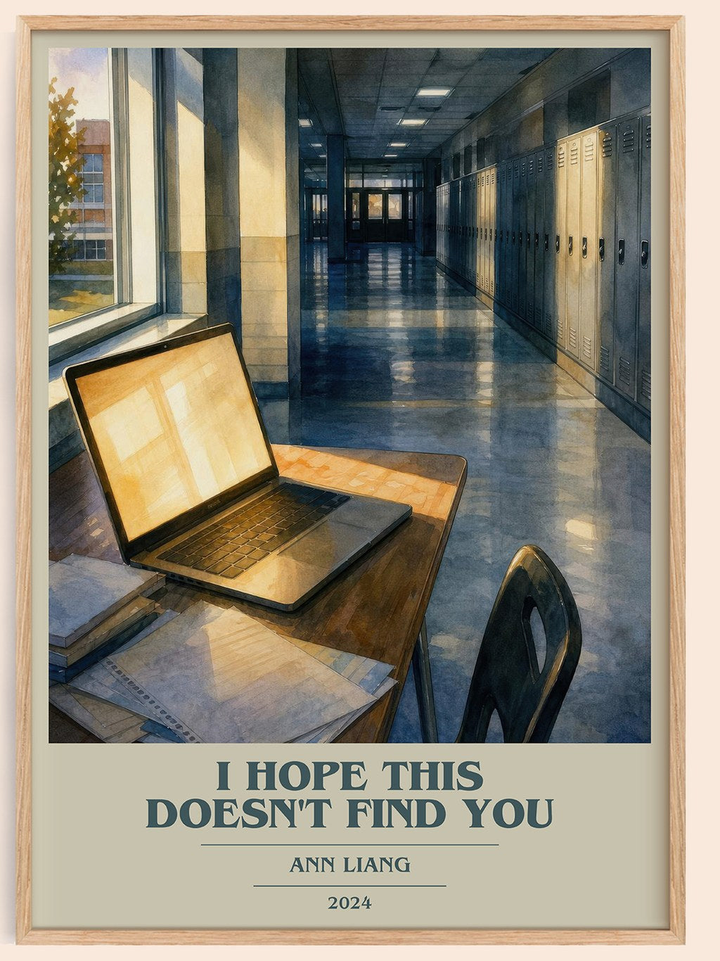 I Hope This Doesn't Find You book cover book poster by Ann Liang – framed literary art print