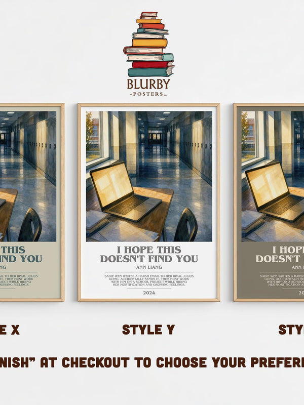 I Hope This Doesn't Find You bookish print in frame leaning in hallway – young adult wall art