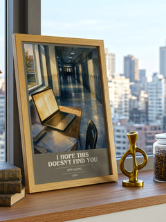 I Hope This Doesn't Find You book cover print framed by window – literary home decor