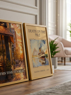 This Time It's Real watercolour print framed by window – literary home decor