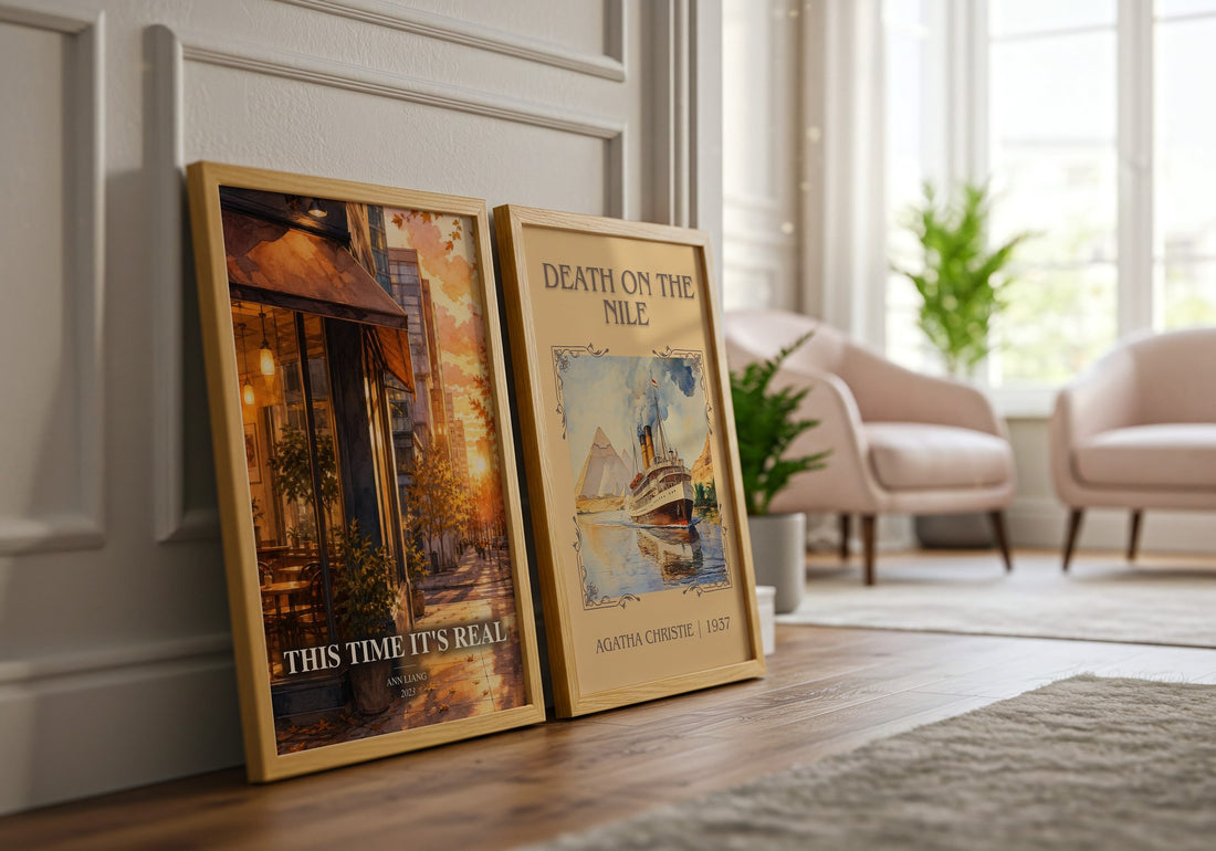 This Time It's Real watercolour print framed by window – literary home decor