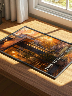 This Time It's Real watercolour book poster framed on wall – young adult wall art
