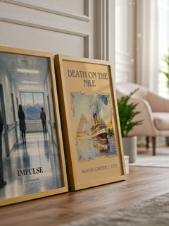 Impulse watercolour print framed by window – literary home decor