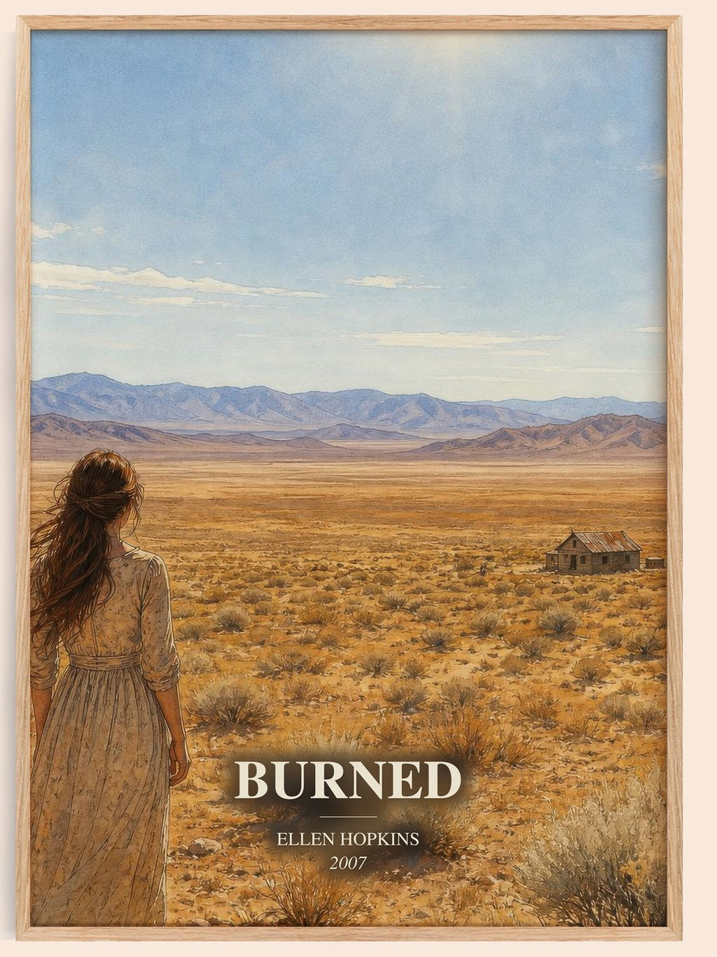 Burned watercolour book poster by Ellen Hopkins – framed literary art print