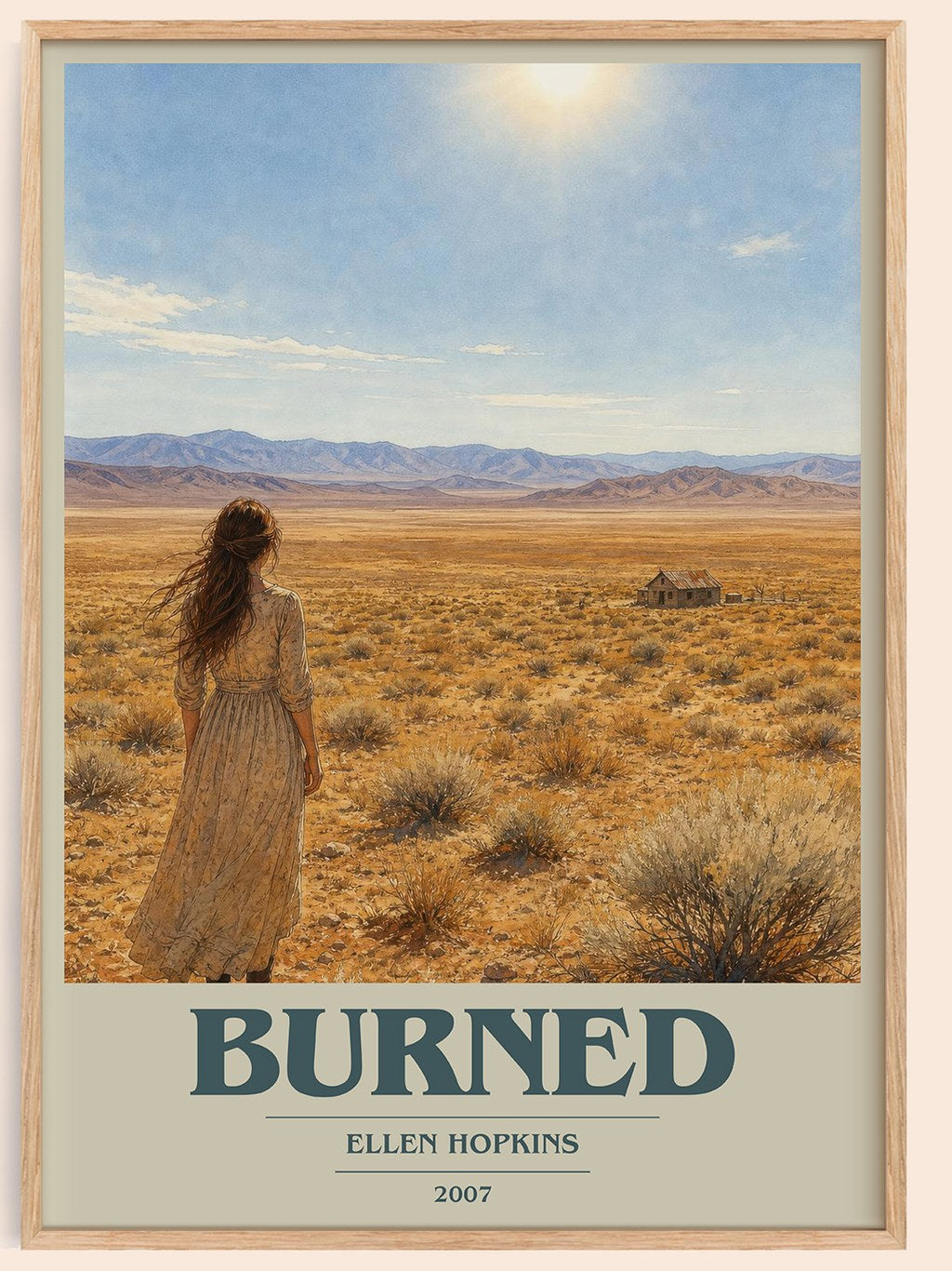 Burned book cover book poster by Ellen Hopkins – framed literary art print