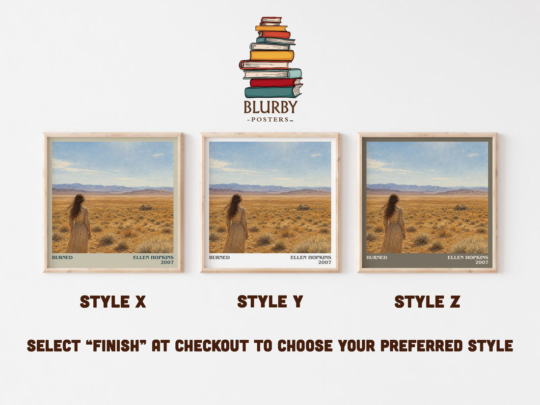 Burned literary print in frame leaning in hallway – young adult wall art (mockup)