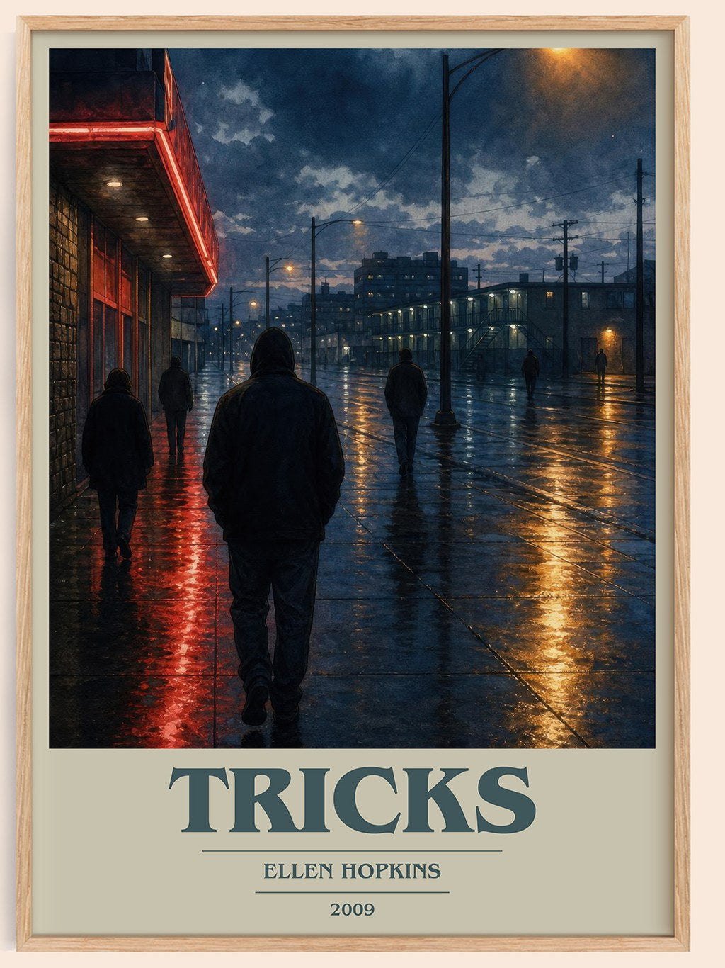 Tricks book cover book poster by Ellen Hopkins – framed literary art print