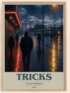 Tricks book cover book poster by Ellen Hopkins – framed literary art print