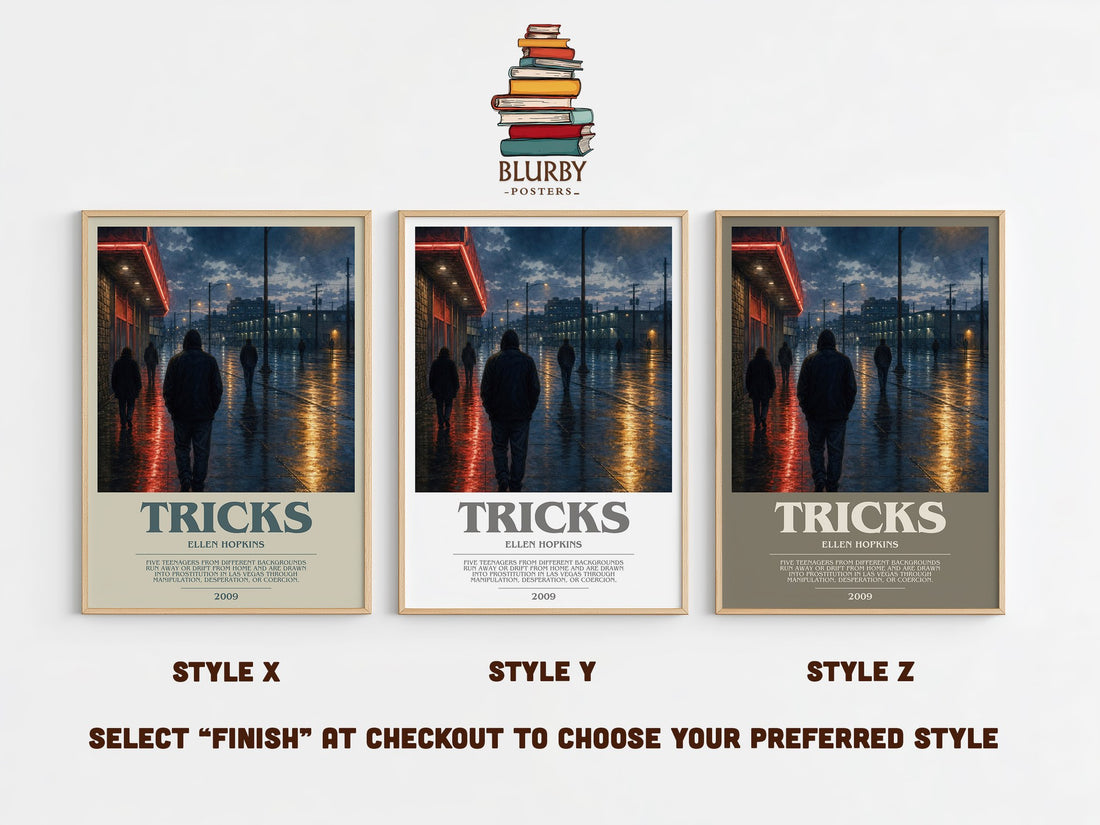 Tricks bookish print in frame leaning in hallway – young adult wall art (mockup)