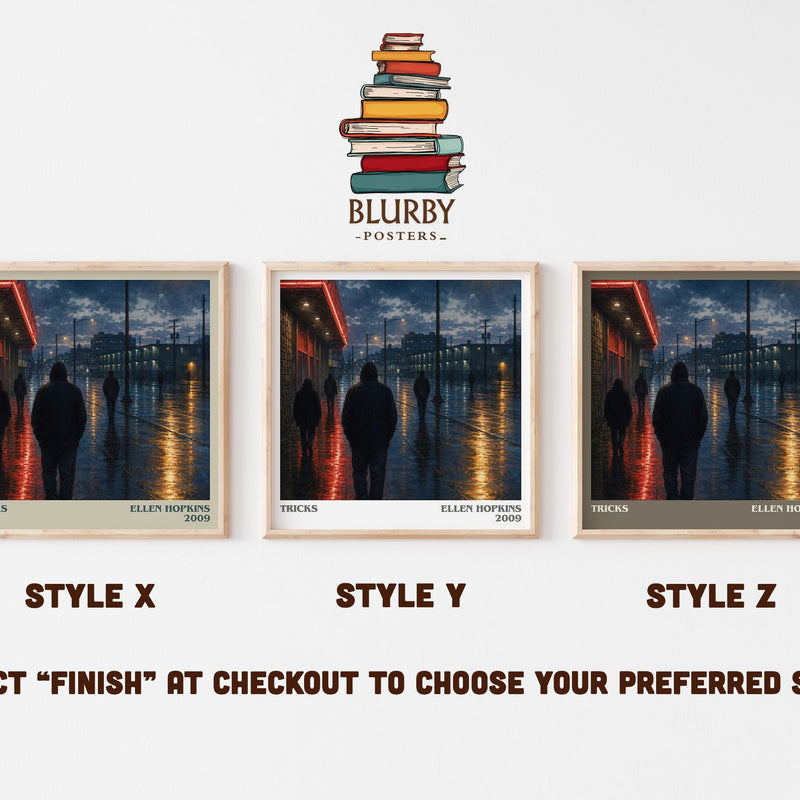 Tricks literary print in frame leaning in hallway – young adult wall art