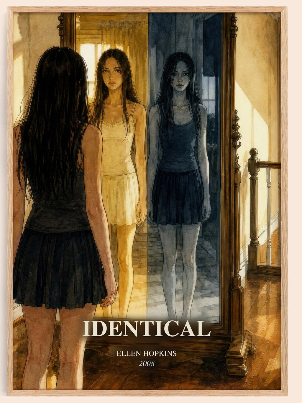 Identical watercolour book poster by Ellen Hopkins – framed literary art print