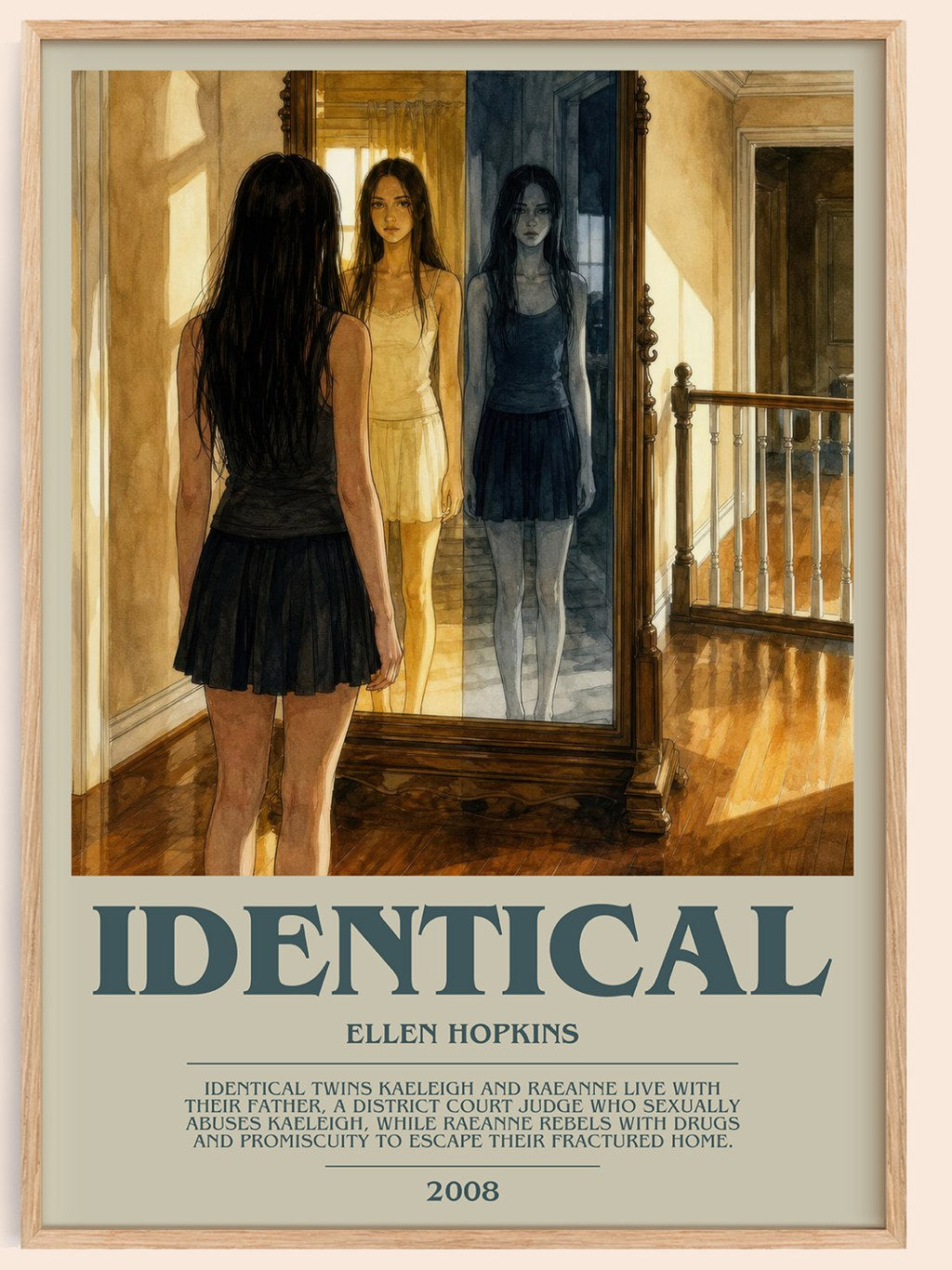 Identical bookish book poster by Ellen Hopkins – framed literary art print
