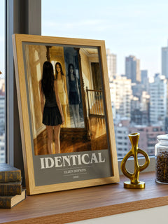 Identical book cover print framed by window – literary home decor