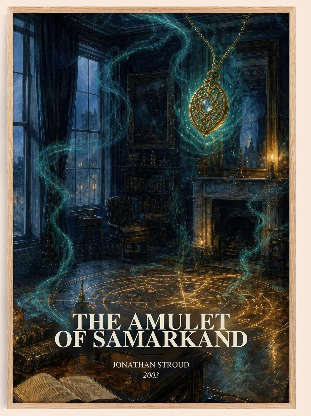 The Amulet of Samarkand watercolour book poster by Jonathan Stroud – framed literary art print