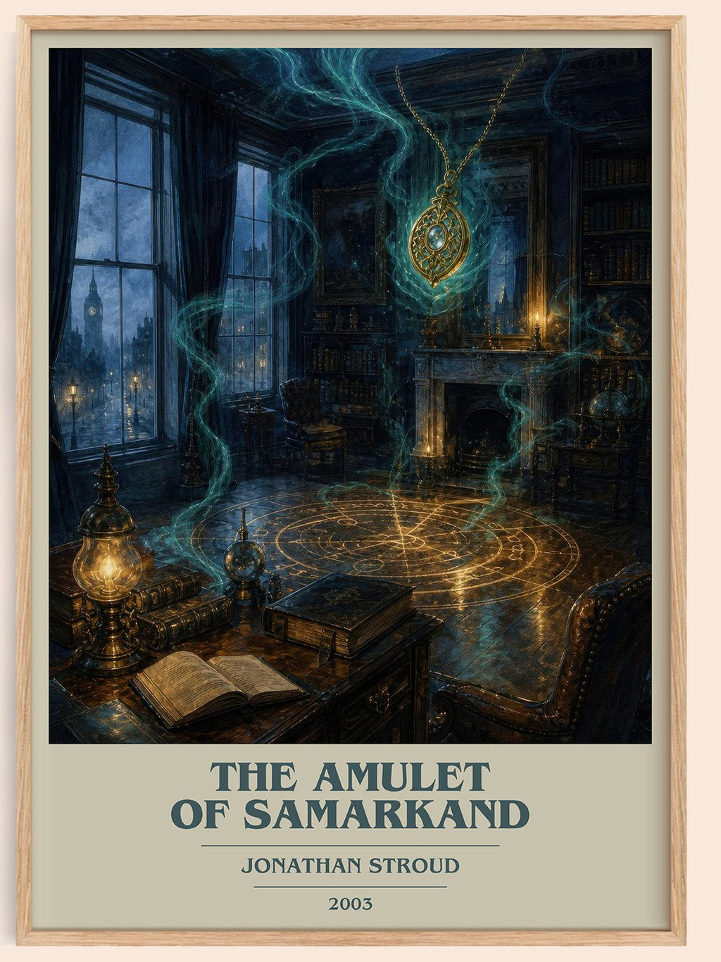 The Amulet of Samarkand book cover book poster by Jonathan Stroud – framed literary art print
