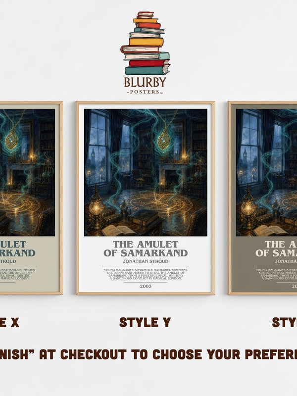 The Amulet of Samarkand bookish print in frame leaning in hallway – fantasy wall art