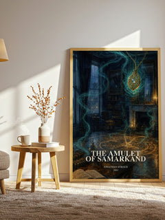 The Amulet of Samarkand watercolour print in frame leaning in hallway – fantasy wall art