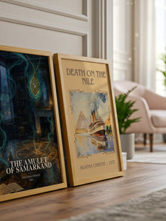 The Amulet of Samarkand watercolour print framed by window – literary home decor