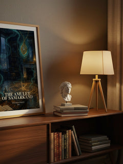 The Amulet of Samarkand watercolour print on bookshelf – Jonathan Stroud fan gift