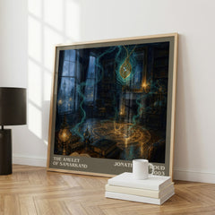 The Amulet of Samarkand literary print framed by window – literary home decor