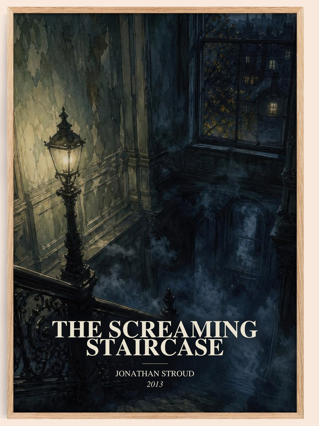 The Screaming Staircase watercolour book poster by Jonathan Stroud – framed literary art print