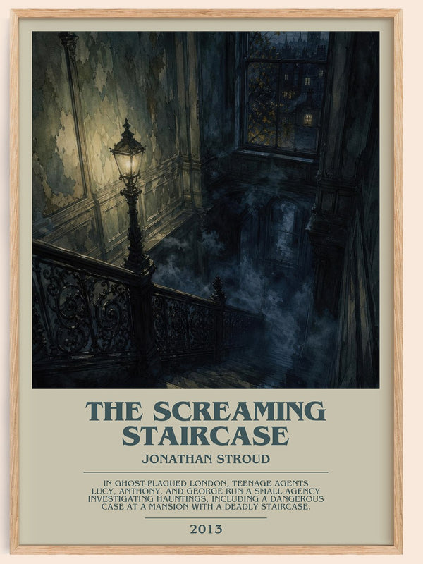 The Screaming Staircase bookish book poster by Jonathan Stroud – framed literary art print