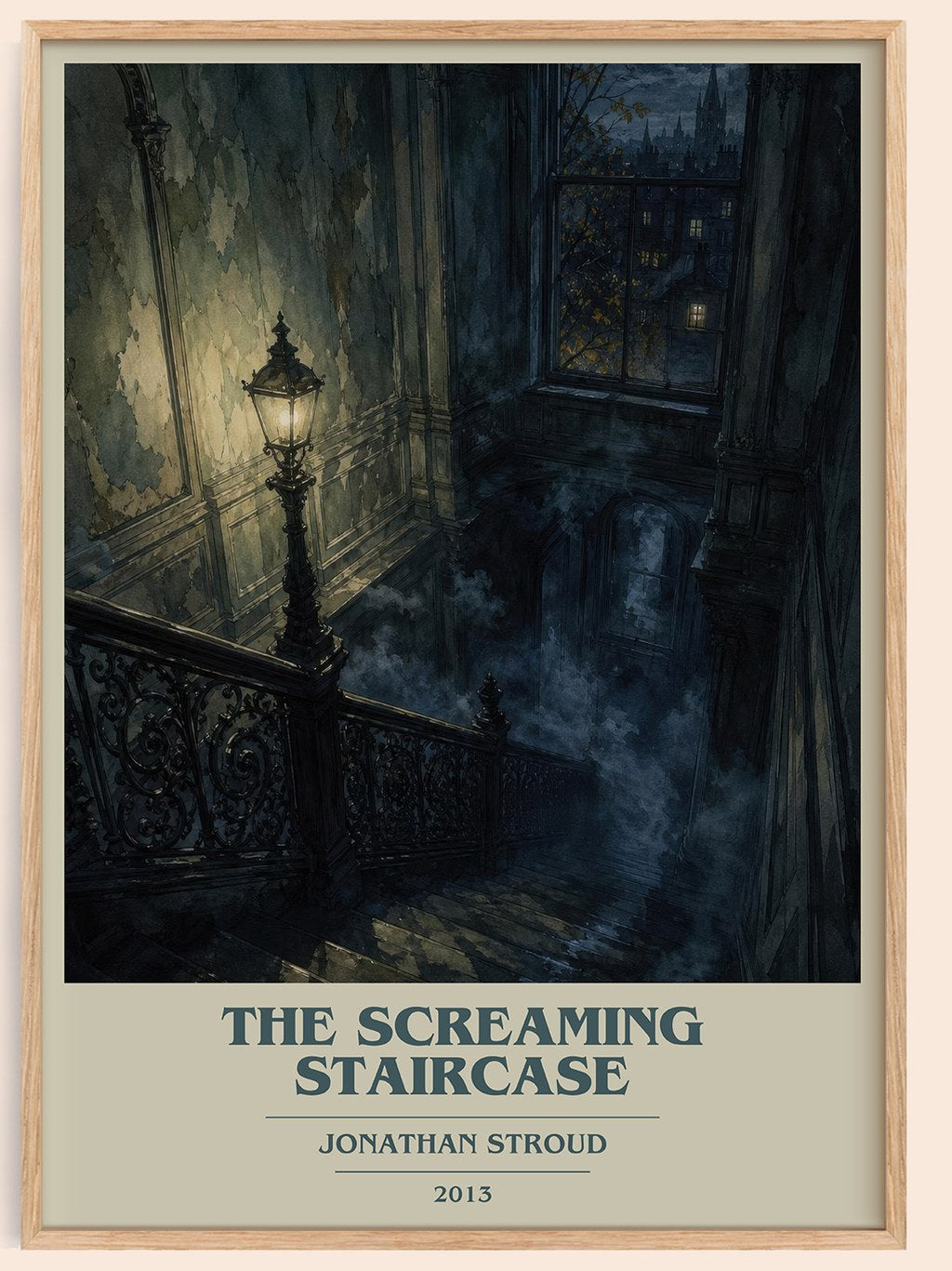The Screaming Staircase book cover book poster by Jonathan Stroud – framed literary art print