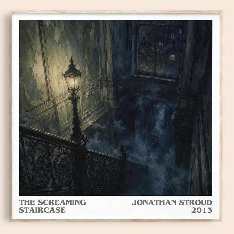 The Screaming Staircase literary book poster by Jonathan Stroud – framed literary art print