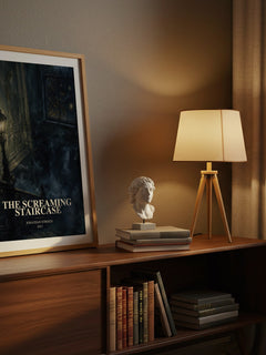 The Screaming Staircase watercolour print on bookshelf – Jonathan Stroud fan gift