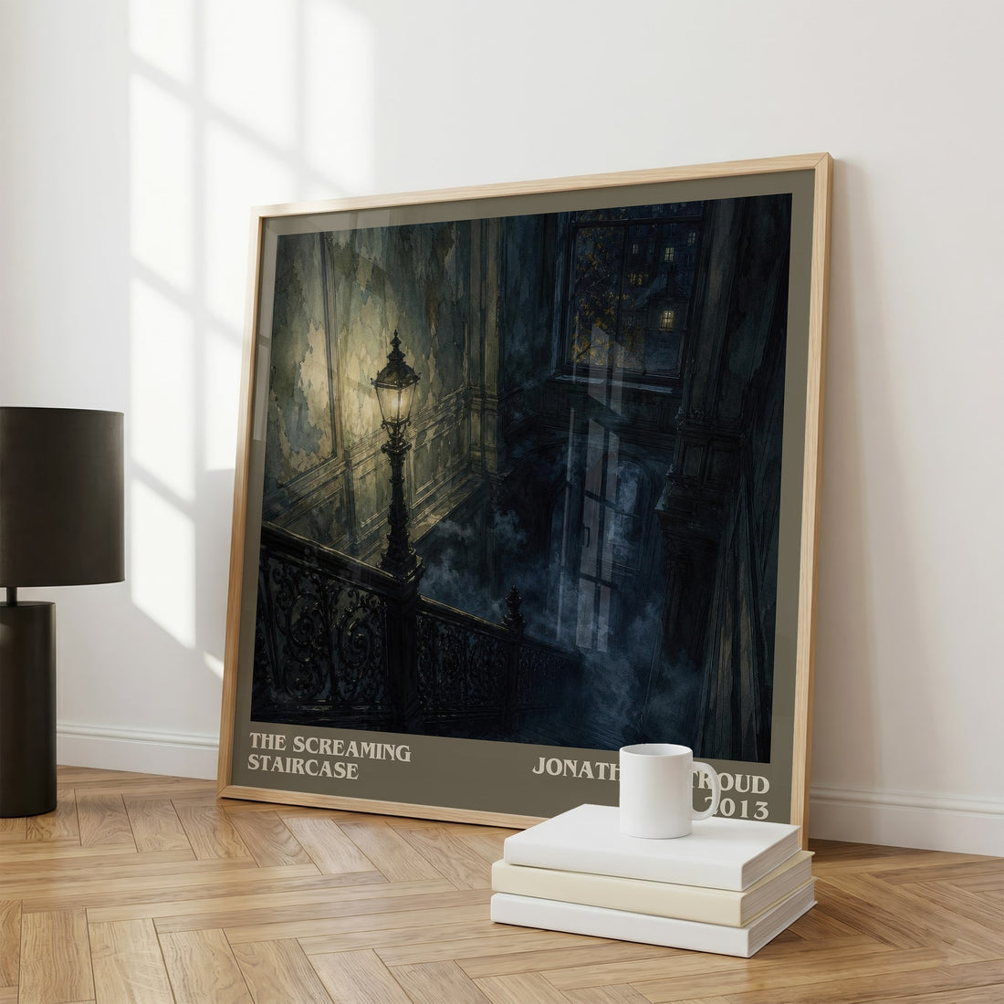 The Screaming Staircase literary print framed by window – literary home decor