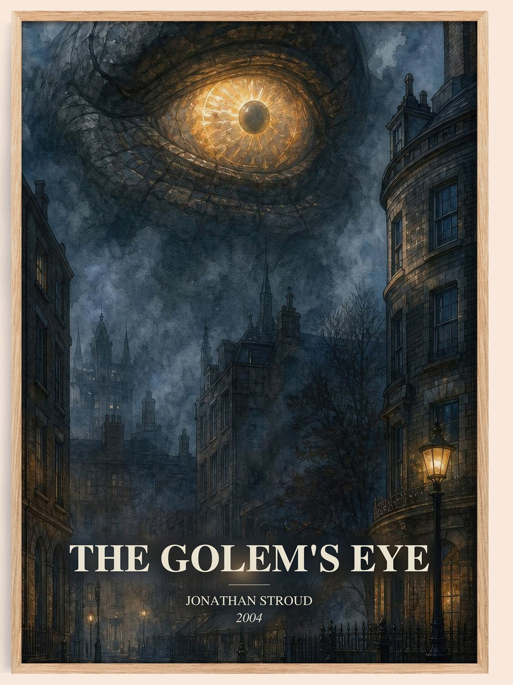 The Golem's Eye watercolour book poster by Jonathan Stroud – framed literary art print