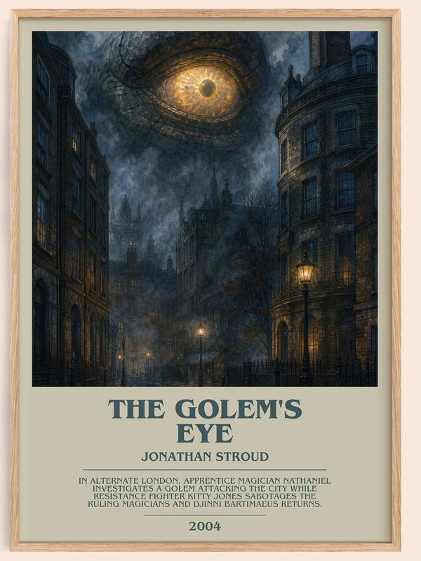 The Golem's Eye bookish book poster by Jonathan Stroud – framed literary art print