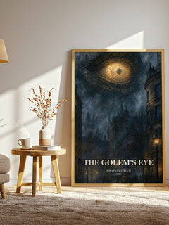 The Golem's Eye watercolour print in frame leaning in hallway – fantasy wall art