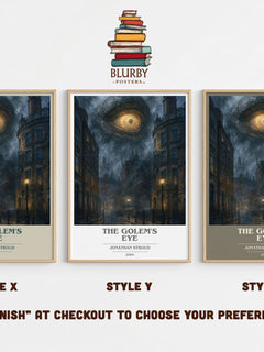 The Golem's Eye book cover print in frame leaning in hallway – fantasy wall art