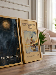 The Golem's Eye watercolour print framed by window – literary home decor