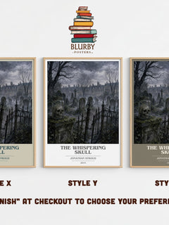 The Whispering Skull book cover print in frame leaning in hallway – fantasy wall art