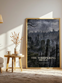 The Whispering Skull watercolour print in frame leaning in hallway – fantasy wall art
