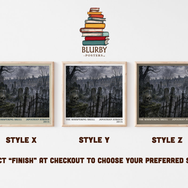 The Whispering Skull literary print in frame leaning in hallway – fantasy wall art