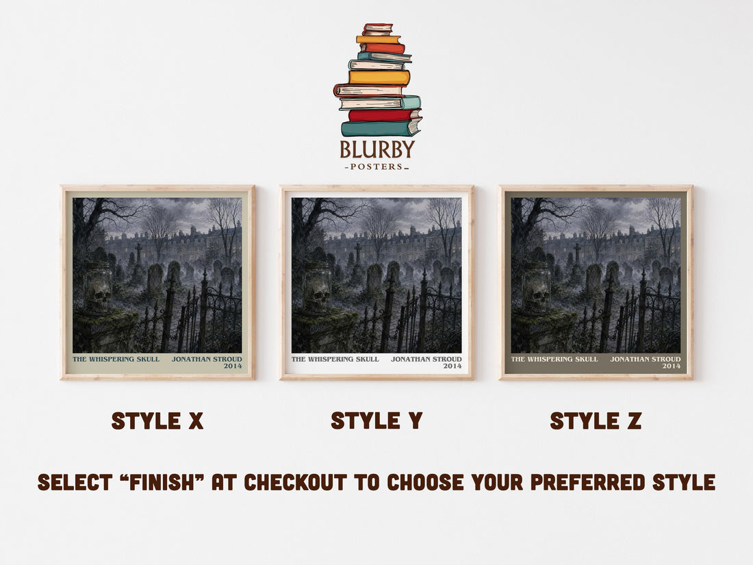 The Whispering Skull literary print in frame leaning in hallway – fantasy wall art (mockup)