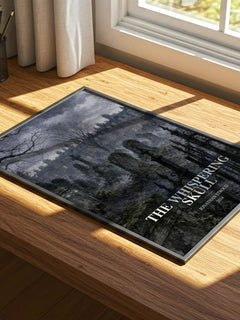 The Whispering Skull watercolour book poster framed on wall – fantasy wall art