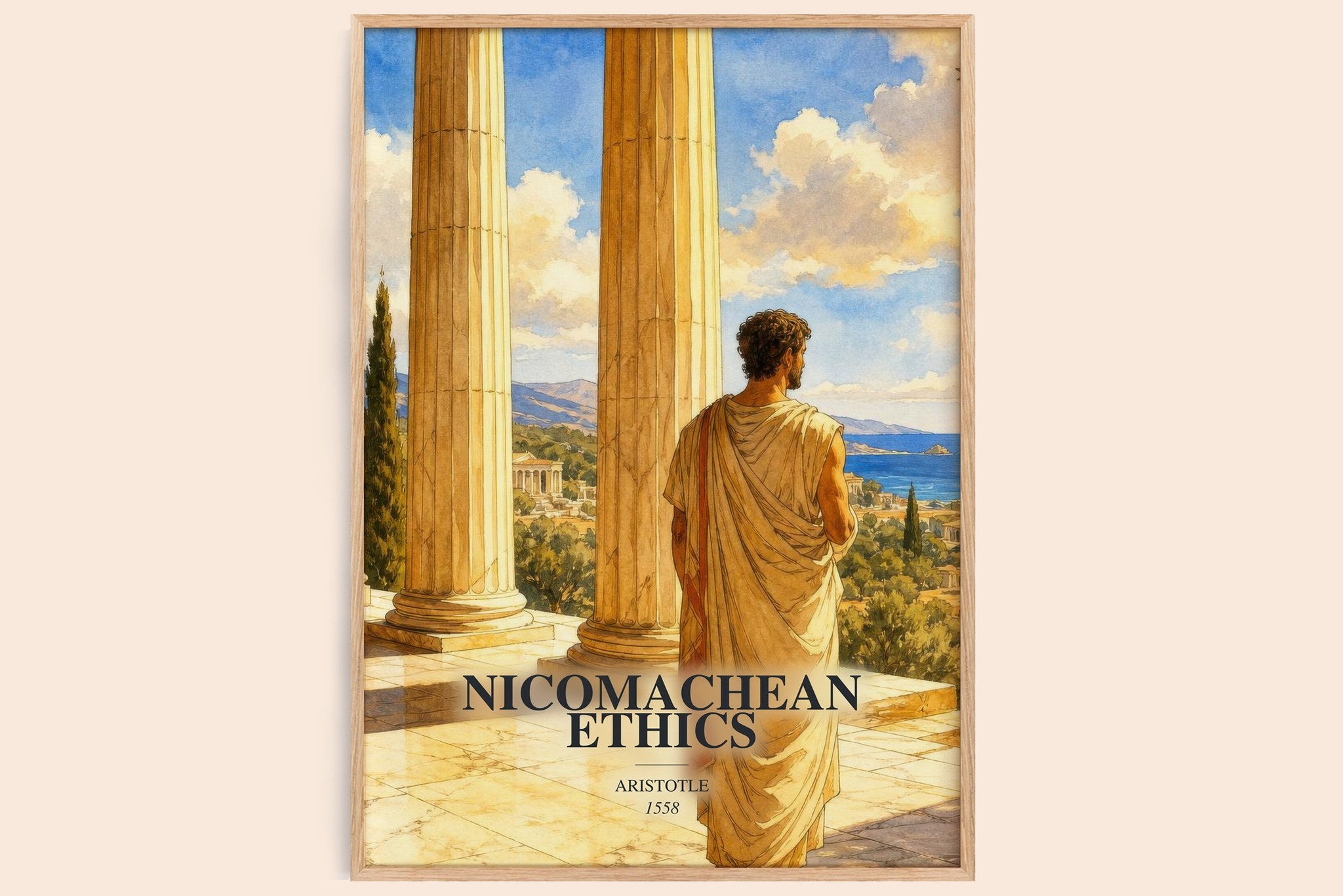 Nicomachean Ethics Book Watercolour Illustration by Aristotle