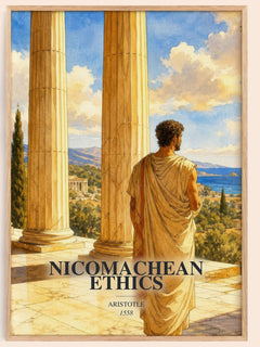 Nicomachean Ethics watercolour book poster by Aristotle – framed literary art print