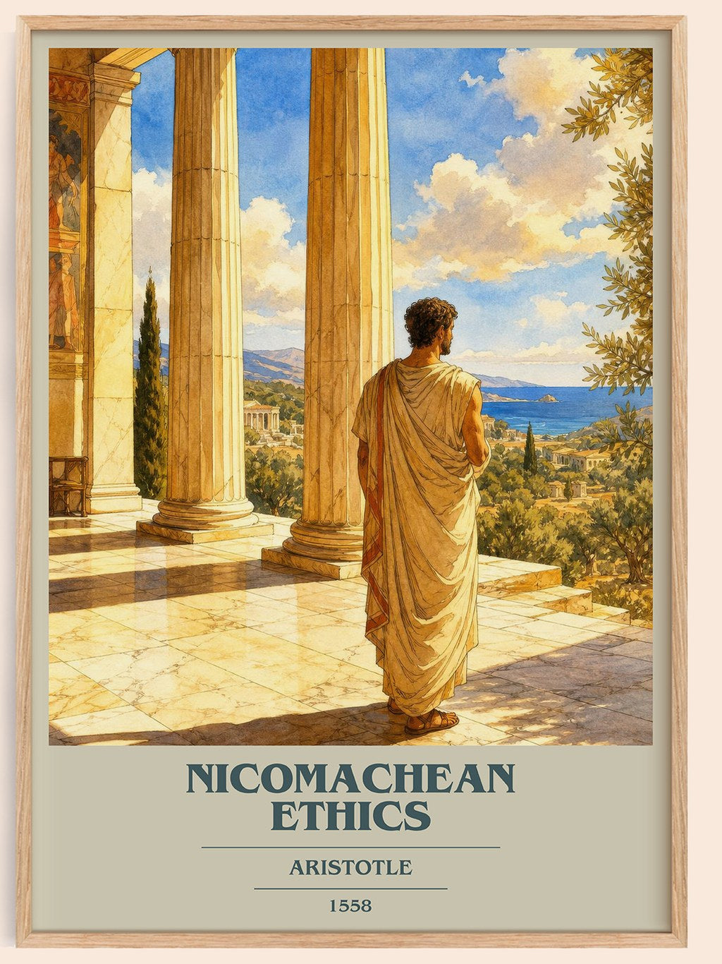 Nicomachean Ethics book cover book poster by Aristotle – framed literary art print
