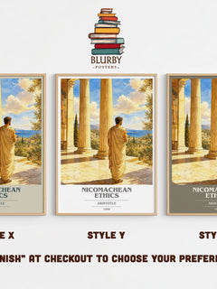 Nicomachean Ethics book cover print in frame leaning in hallway – philosophy wall art