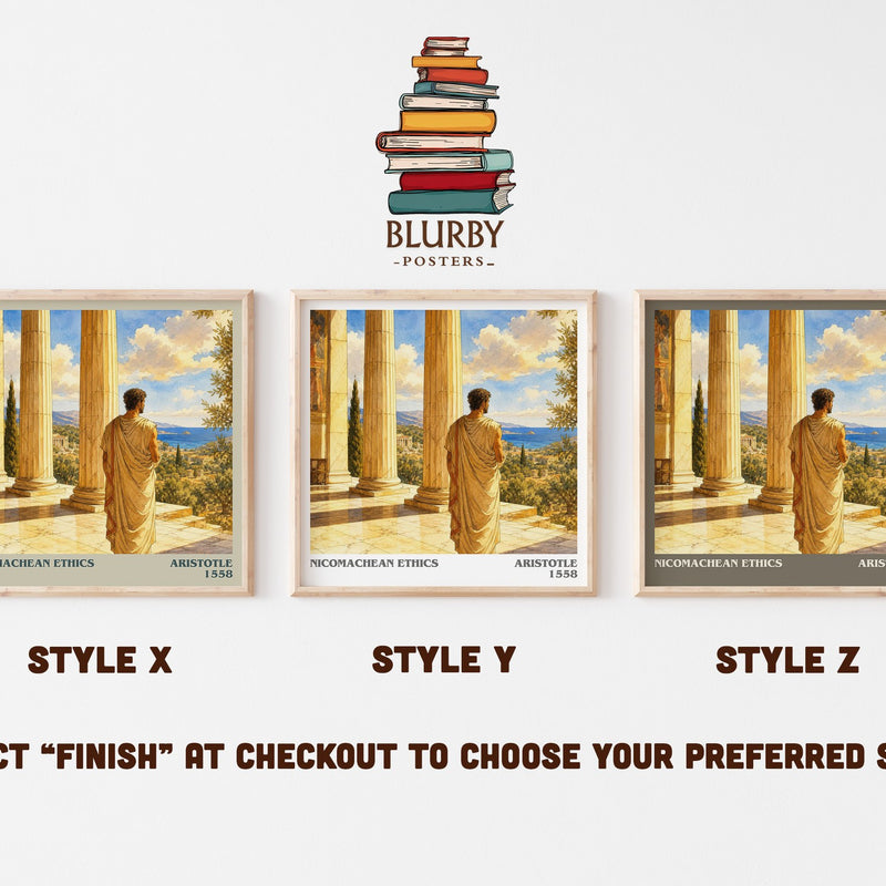 Nicomachean Ethics literary print in frame leaning in hallway – philosophy wall art