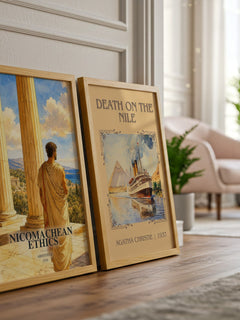 Nicomachean Ethics watercolour print framed by window – literary home decor