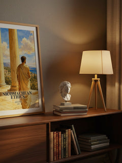 Nicomachean Ethics watercolour print on bookshelf – Aristotle fan gift