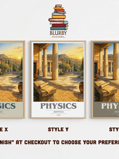 Physics book cover print in frame leaning in hallway – philosophy wall art